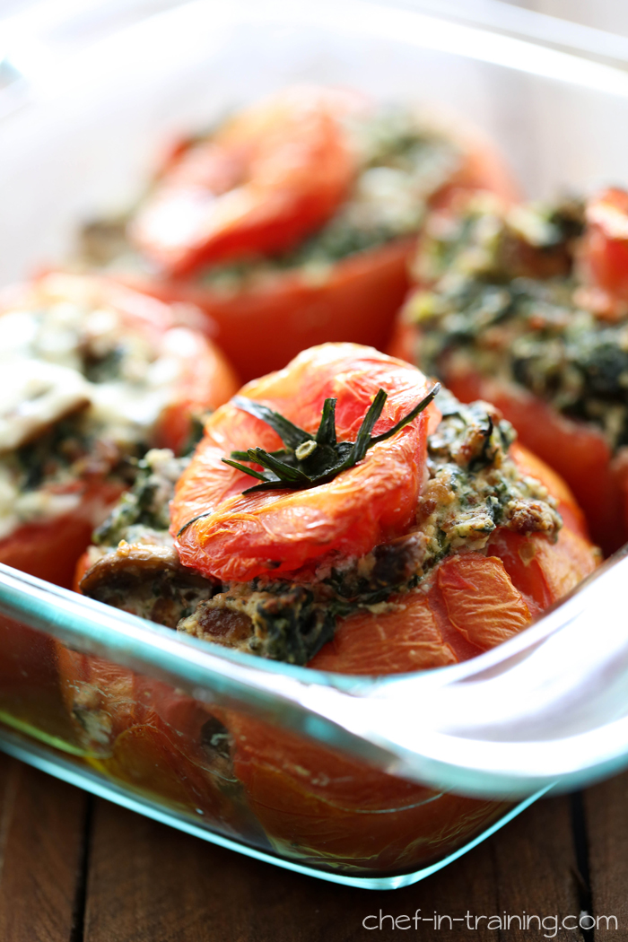 Oven Roasted Stuffed Tomatoes from chef-in-training.com …This is one recipe you HAVE to try! So much flavor packed into a mouth watering recipe!