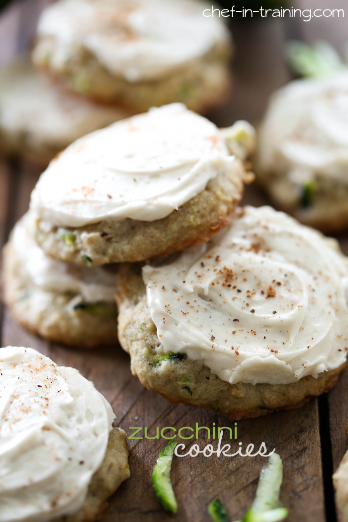 Zucchini Cookies from chef-in-training.com …These cookies are soft and cake-like and taste amazing! A great way to use up some of that zucchini!