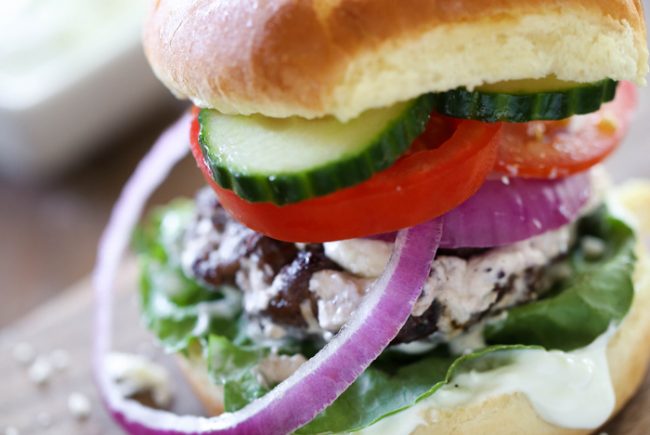 Greek Stuffed Burgers