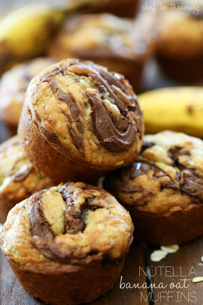 Nutella Banana Oat Muffins from chef-in-training.com …The Nutella-Banana flavor combo is so delicious in these muffins! They make a delicious breakfast or snack!