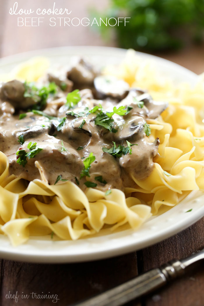 Slow Cooker Beef Stroganoff from chef-in-training.com …This recipe is delicious and couldn't be easier! Cooks all day with minimal prep work!
