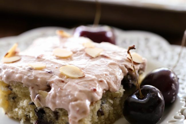 Almond Cherry Sheet Cake
