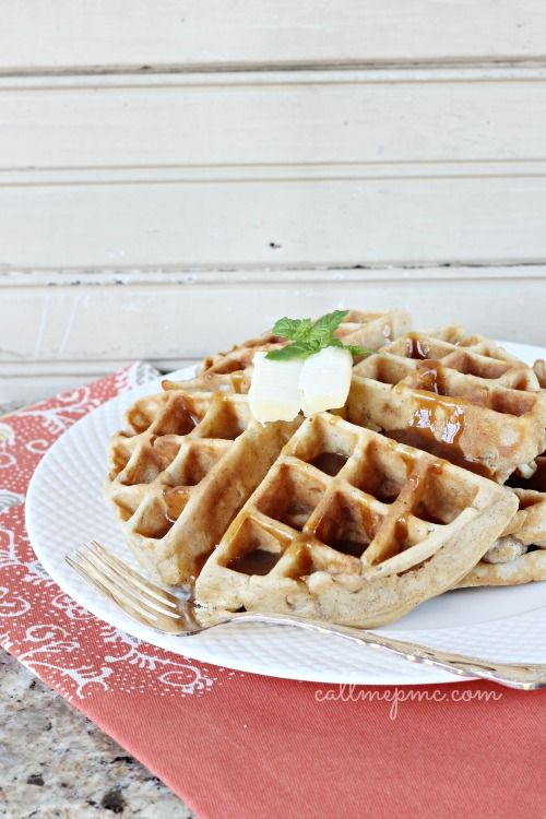 Blue Ribbon Apple Fritter Waffles with Caramel Sauce