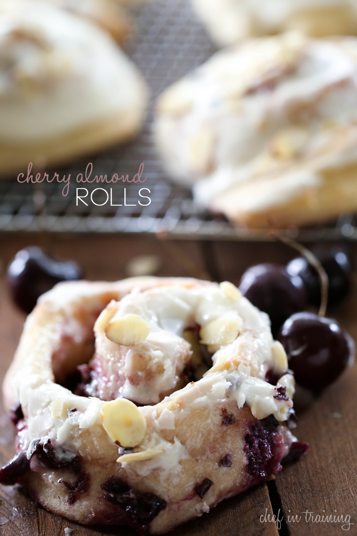 Cherry Almond Rolls from chef-in-training.com ...This flavor combo is INSANELY delicious! You will want to make this recipe again and again- it is THAT good!