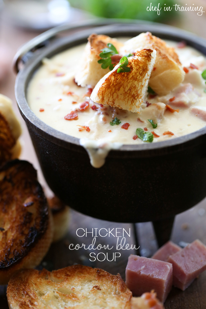 Chicken Cordon Bleu Soup from chef-in-training.com â¦Oh. My. Gosh. This is seriously the best soup ever!