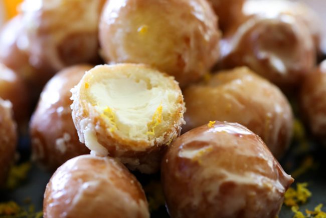 Cream Cheese Stuffed Orange Donut Bites