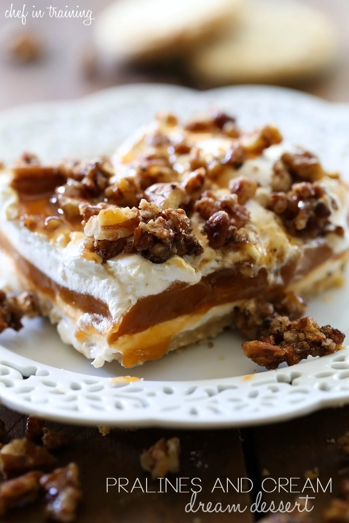 Pralines and Cream Dream Dessert from chef-in-training.com …This dessert is so easy to make and the flavor is amazing! It really is the perfect fall dessert!