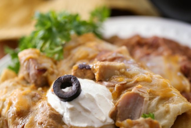 Smothered Slow Cooker Chile Verde Pork Burritos