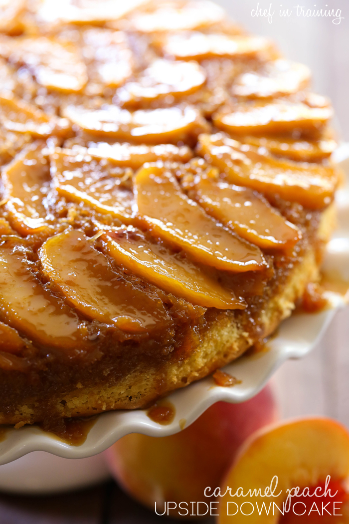 Caramel Peach Upside Down Cake from chef-in-training.com ...So much flavor fused into each and every bite! This cake is delicious!
