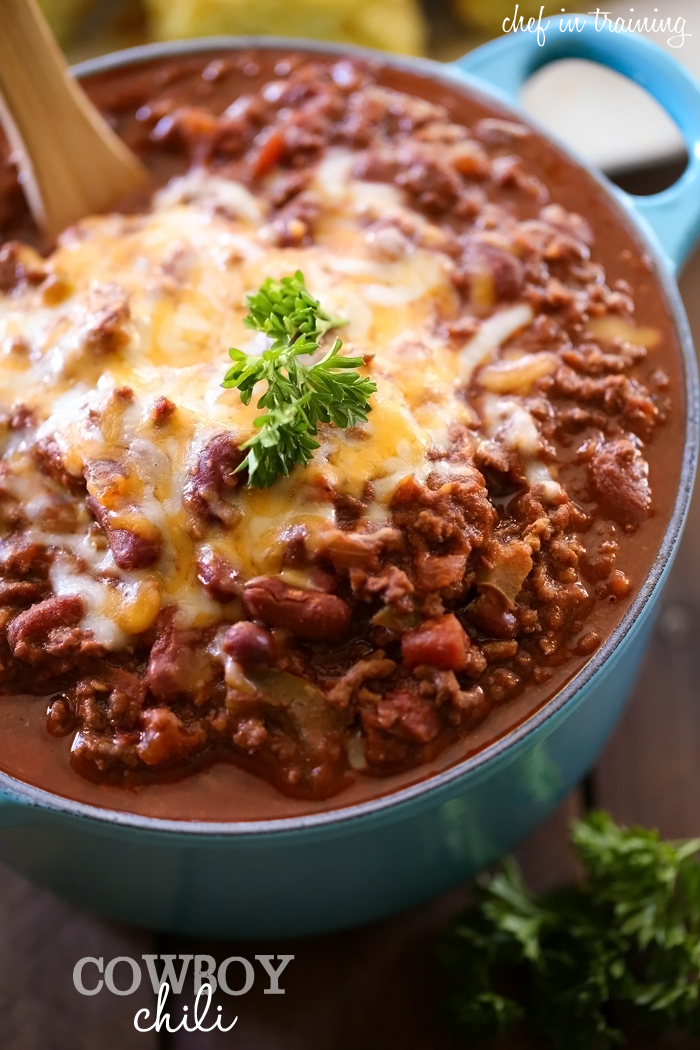 Cowboy Chili from chef-in-training.com ...This recipe is packed with amazing flavor and heat! It is SO good!