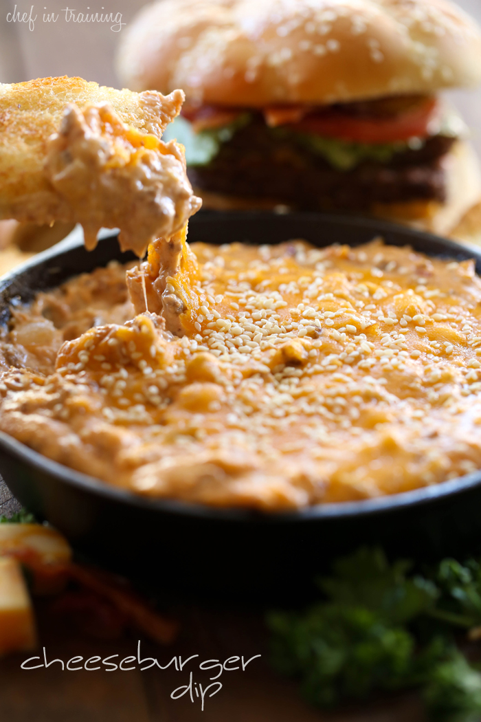 Cheeseburger Dip from chef-in-training.com ...This Dip is AMAZING! Cheesy, Beefy and packed with so much delicious flavor!