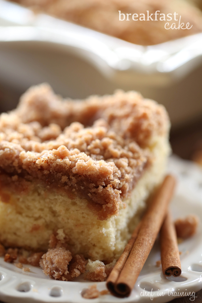 Breakfast Cake from chef-in-training.com ...This recipe is AMAZING! The crumb topping paired with the delicious cake is a match made in heaven!