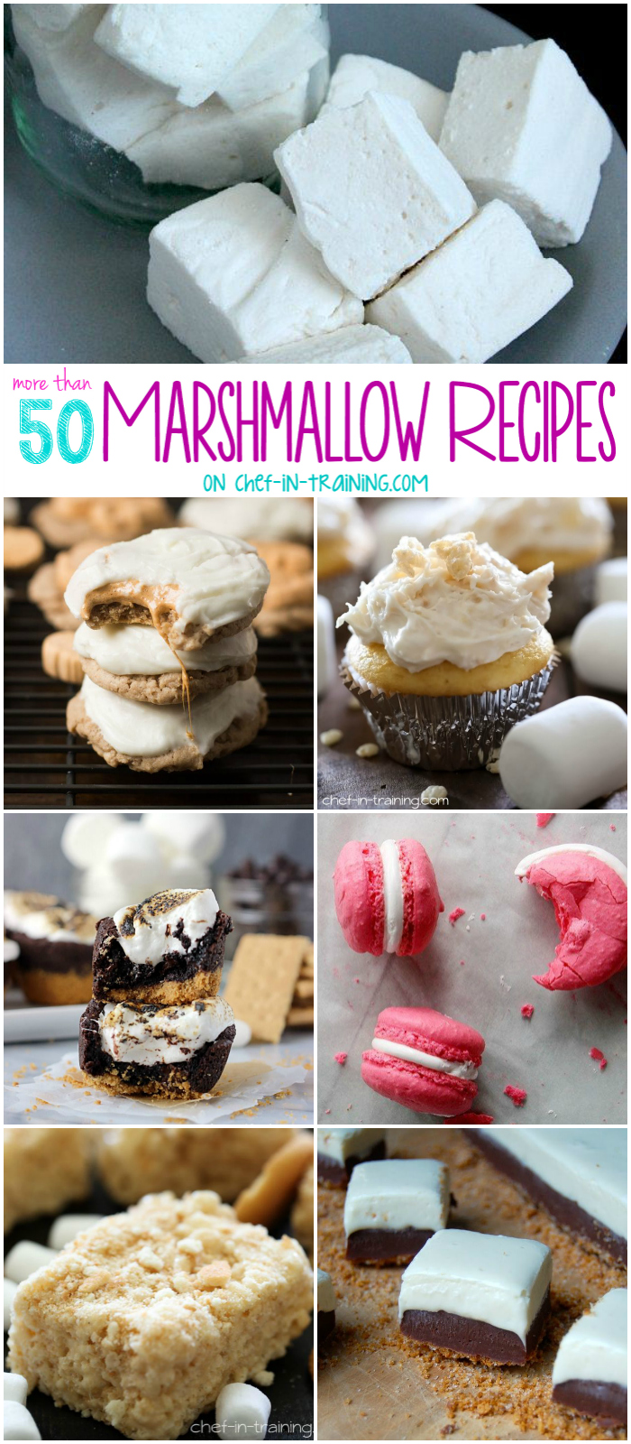More than 50+ Marshmallow Recipes at chef-in-training.com ...SO many yummy recipes!