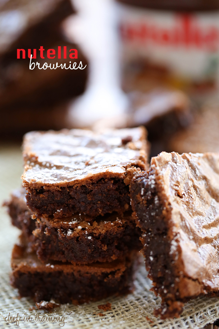 Nutella Brownies from chef-in-training.com ...These brownies are rich, fudgy and loaded with Nutella! They are so incredible!