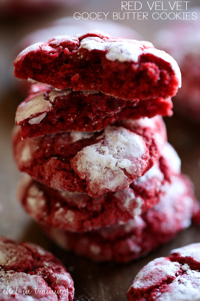 Red Velvet Gooey Butter Cookies... these cookies are so soft and the flavor is delicious! A perfect holiday treat!