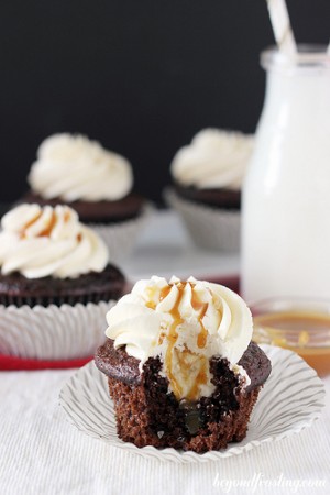 Salted Caramel Hot Chocolate Cupcakes