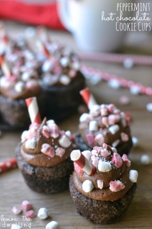 Peppermint Hot Chocolate Cookie Cups