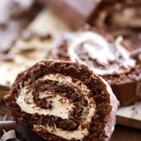 Chocolate Cream Roll from chef-in-training.com ...This recipe is PERFECTION! Creamy filling inside a delicious moist chocolate cake!