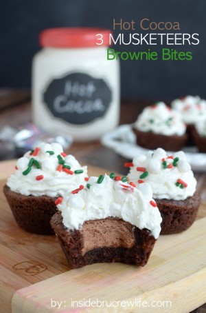 Hot Cocoa 3 Musketeers Brownie Bites