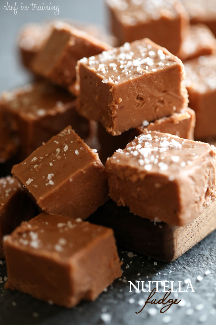 Nutella Fudge... this fudge is SO delicious and addictive! Sweet and creamy Fudge sprinkled with a touch of sea salt.... It is perfection!