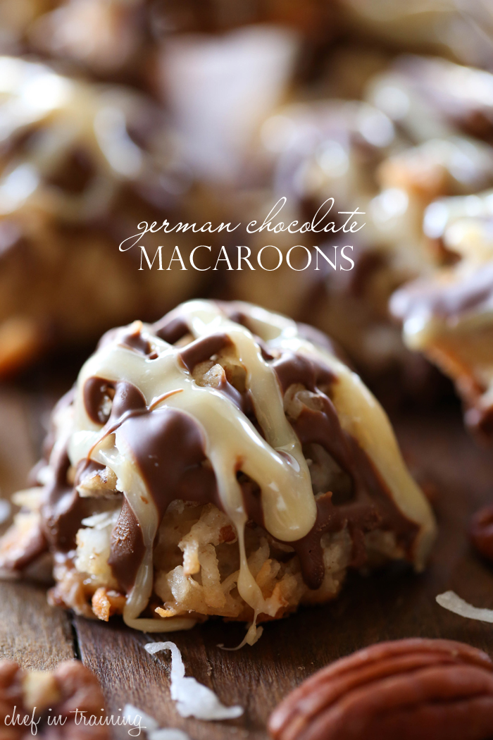 German Chocolate Macaroons from chef-in-training.com ...These cookies are SO delicious! If you love german chocolate, then you are going to go crazy over these!
