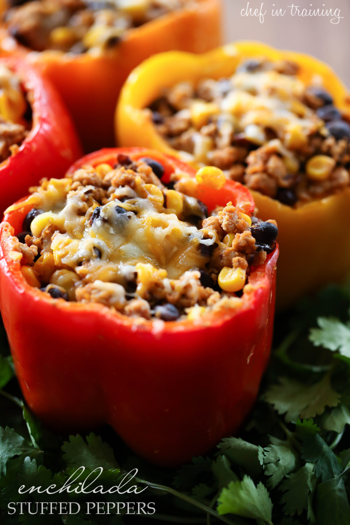 Enchilada Stuffed Peppers from chef-in-training.com ...This is one DELICIOUS dinner! The flavor is absolutely amazing!