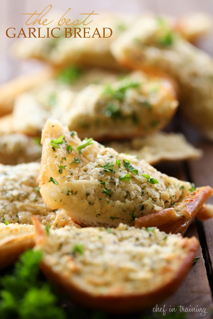 The BEST Garlic Bread from chef-in-training.com ....This recipe is SO delicious! The spread has the absolute best flavor - it makes for one universal and tasty side dish!