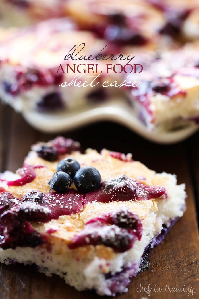 Blueberry Angel Food Sheet Cake... this dessert is  SO delicious and a perfect sweet tooth fix! It is AMAZING!