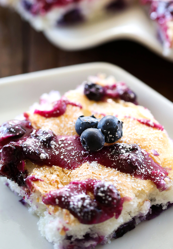 Blueberry Angel Food Sheet Cake... this dessert is  SO delicious and a perfect sweet tooth fix! It is AMAZING!