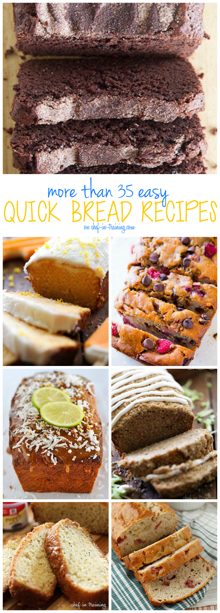 More than 35 Easy Quick Bread Recipes.... This list is one of the best round ups out there! You will want to make these bread recipes over and over again!