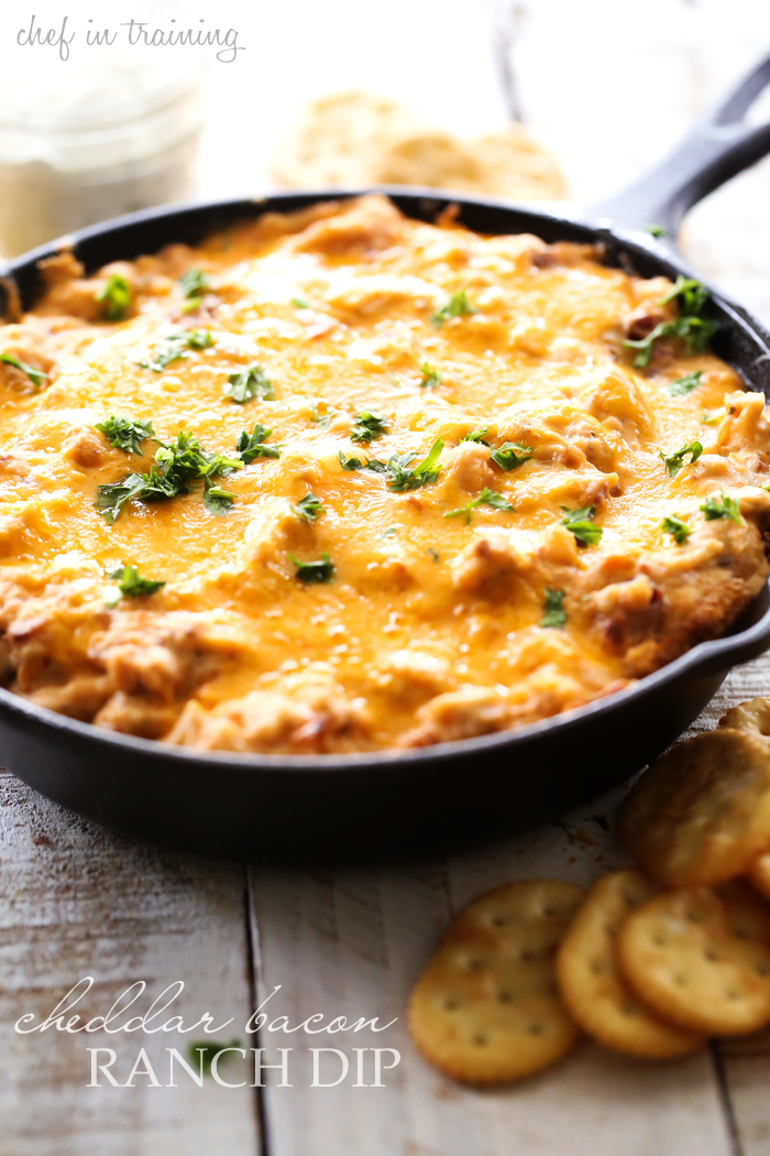 Cheddar Bacon Ranch Dip... this stuff is so addictive! The flavor is beyond delicious and is a fabulous appetizer for company!