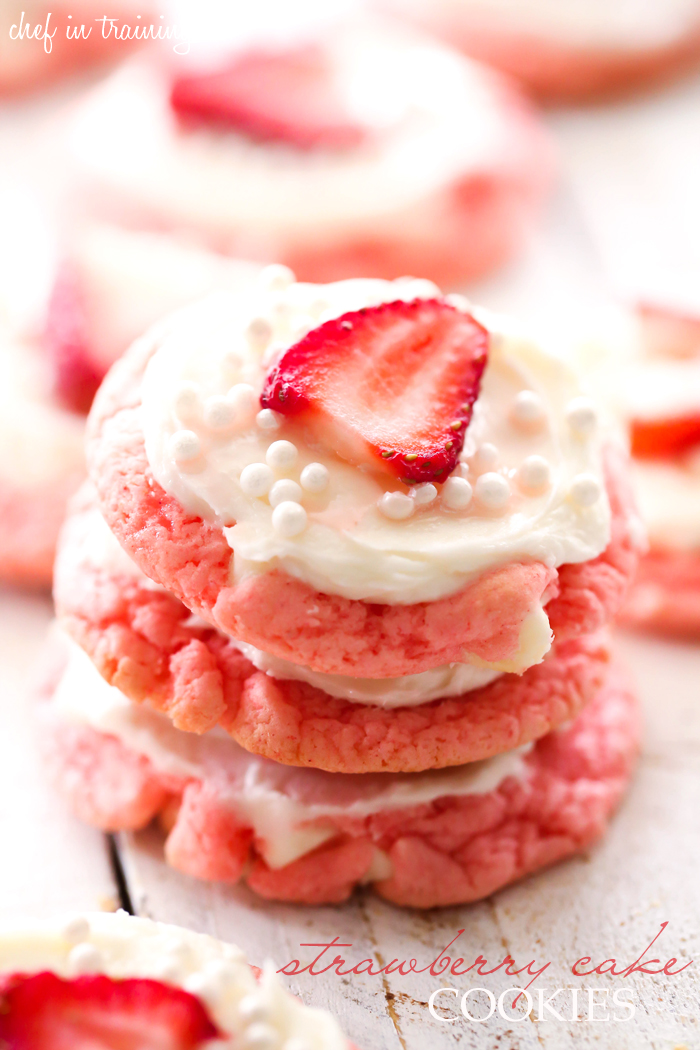 Strawberry Cake Cookies... These cookies are SUPER easy and soft. They have such a fun and delicious flavor!