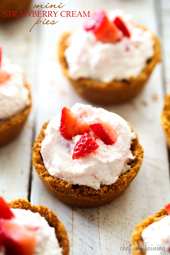 Mini Strawberry Cream Pies.. These are simple, delicious sand the perfect summer treat!