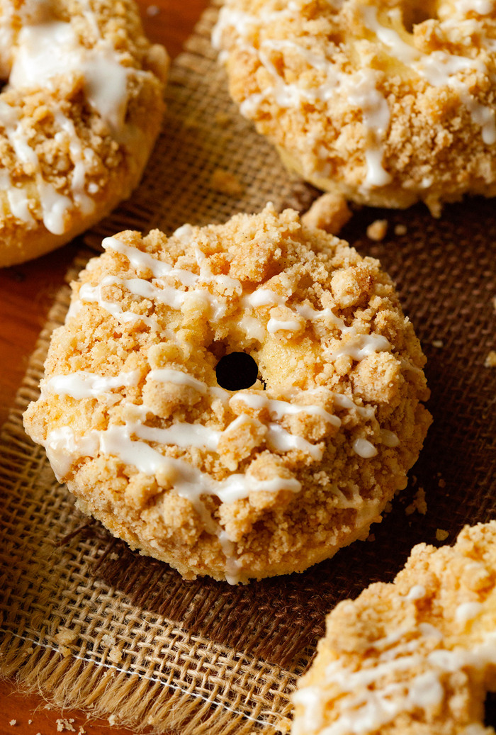 Coffee Cake Donuts... A delicious crumb topping and glazed top a delicious donut... what is not to love?!