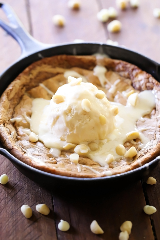 This Blondie Skillet Cookie is a DELICIOUS Melt-in-your-mouth recipe! The Cream Cheese Drizzle is the perfect finishing touch!