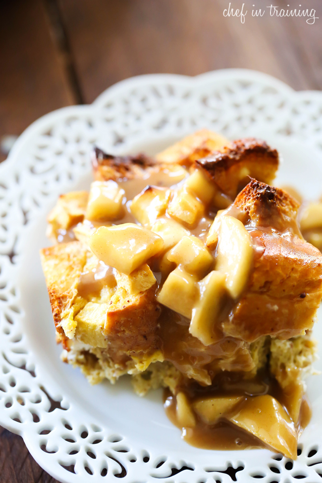Overnight Caramel Apple French Toast Casserole... This is one INCREDIBLE breakfast! All the prep work is done the night before and ready to pop in the oven in the morning! The caramel apple flavor is in each and every bite and the syrup is phenomenal!