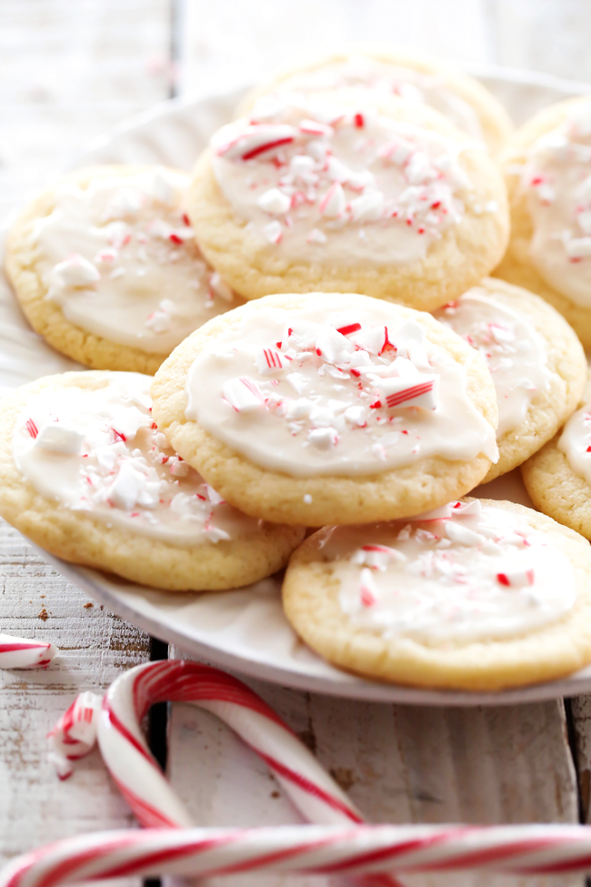 Peppermint Sugar Cookies... These cookies are AMAZING and perfect for the holidays! They are soft and chewy with the perfect amount of peppermint! These will be one cookie you want to make over and over again!