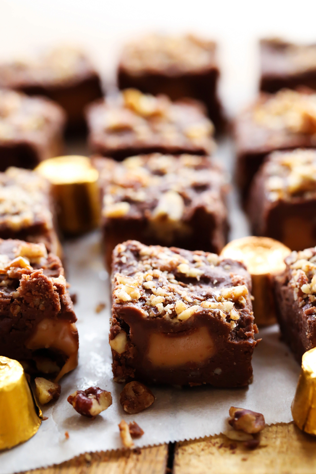 ROLO Turtle Fudge... A delicious fudge featuring a creamy smooth chocolate fudge base, crunchy pecans stirred in and yummy ROLOS with gooey caramel filled centers in each and every piece. #sponsored