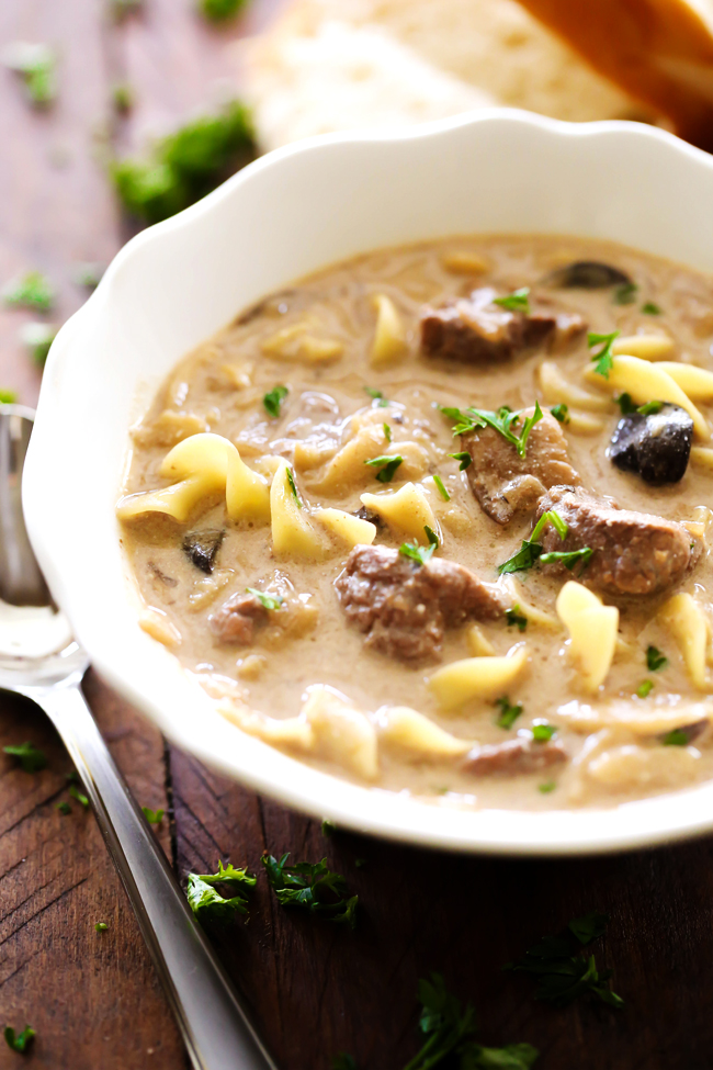Beef Stroganoff Soup... This soup is a fabulous spin on a classic recipe. It is packed with flavor and is absolutely DELICIOUS! It is wonderful on a cold day and will quickly become a family favorite!
