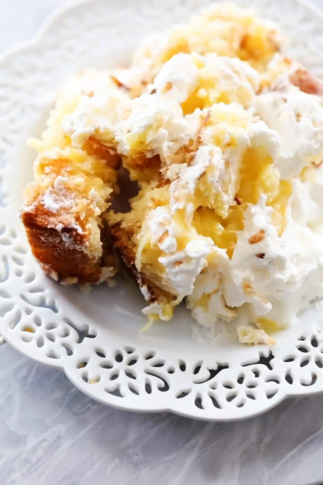 COCONUT CREAM PIE TRIFLE... layers of coconut pie filling, coconut sweetened whipped cream and coconut pound cake combine to make one unbelievably yummy treat!