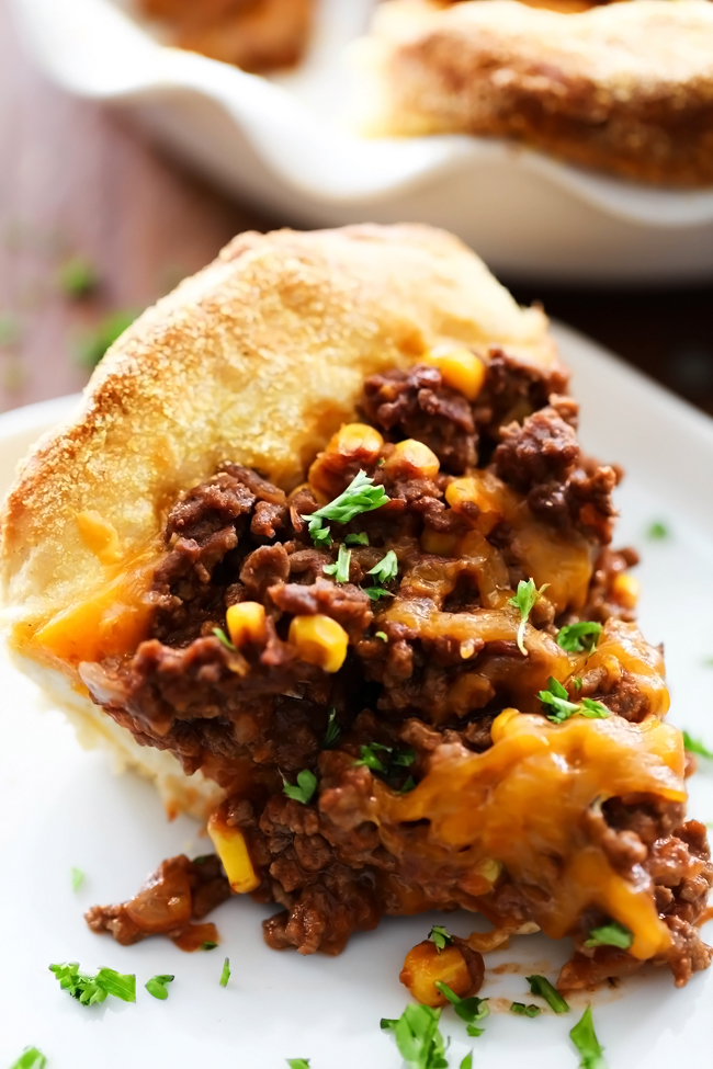 Sloppy Joe Pie... Everything you love about Sloppy Joes baked into a delicious pie that is packed with flavor and super simple to make! This will quickly become a new family favorite!