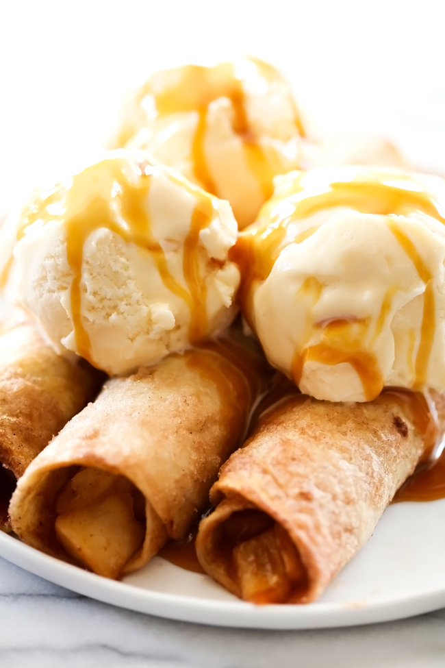 Apple Pie Taquitos... A delicious and unique dessert with a homemade apple pie filling surrounded by a crispy tortilla coated in cinnamon and sugar!