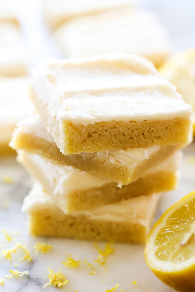 Lemon Sugar Cookie Bars... These Lemon Sugar Cookie Bars are so soft and have such a light and refreshing flavor! The frosting on top is the perfect finishing touch for a delightful and tasty dessert!