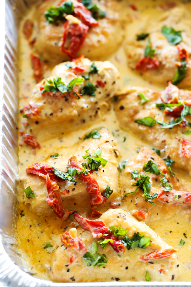 Slow Cooker Creamy Sun Dried Tomato Chicken... A delicious and creamy chicken recipe that is loaded with amazing flavor! The sun dried tomatoes and basil truly make this meal outstanding!