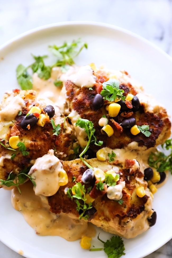 Chipotle Ranch Chicken... A delicious battered chicken recipe with a slight kick from Chipotle seasoning and cool flavor from the ranch! This flavor combo is unbelievable and that sauce is outstanding!