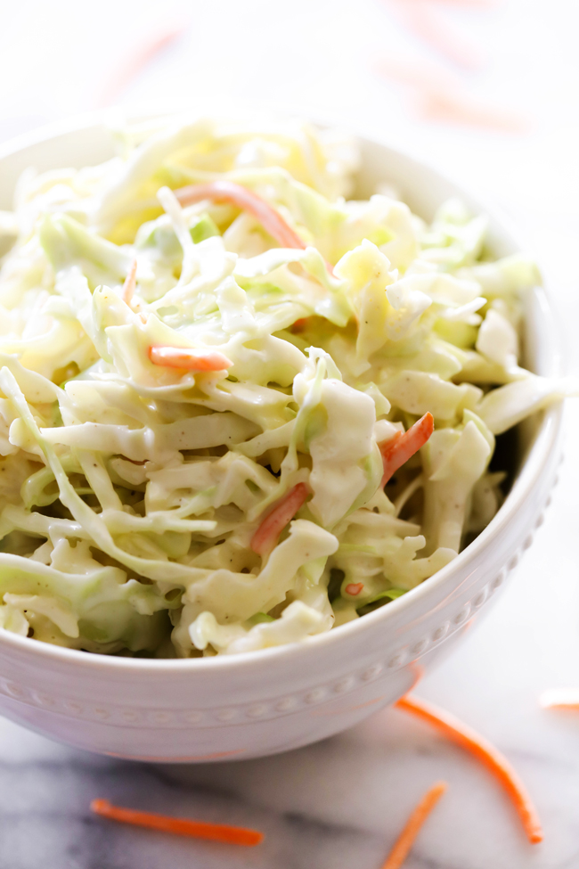 This Classic Coleslaw Recipe is a staple! If you are looking for the perfect coleslaw recipe, look no further because this is it! It is so easy and SO delicious!