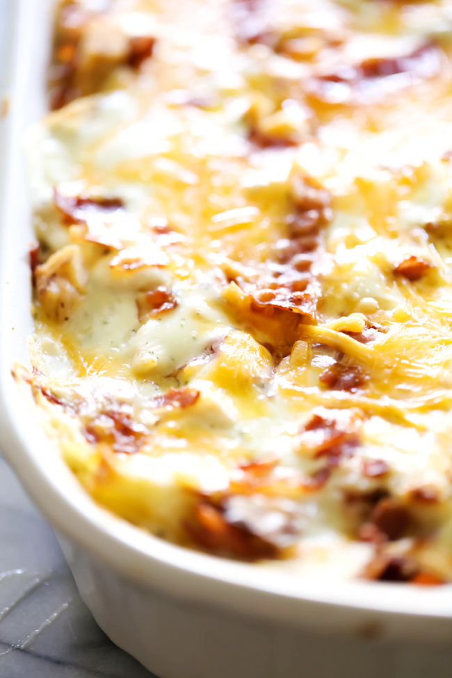 This Chicken Bacon Ranch Lasagna is such a unique and DELICIOUS spin on a classic. It is packed with flavor and yummy ingredients. This will become an instant family favorite and one you want to make over and over again!