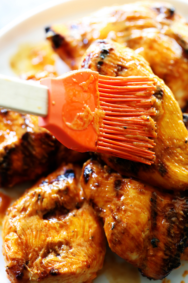 This Grilled Buffalo Chicken begins with a delicious buffalo sauce marinade that is packed with a kick! This is such a fun and tasty grill recipe!