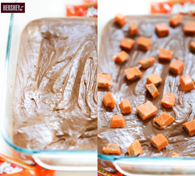 This KIT KAT® Halloween Fudge is such a fun and festive treat for the holiday. With its Halloween colors and delicious KIT KAT® Candy Bars layered both in and on top, it is sure to be a huge hit! #sponsored HERSHEY