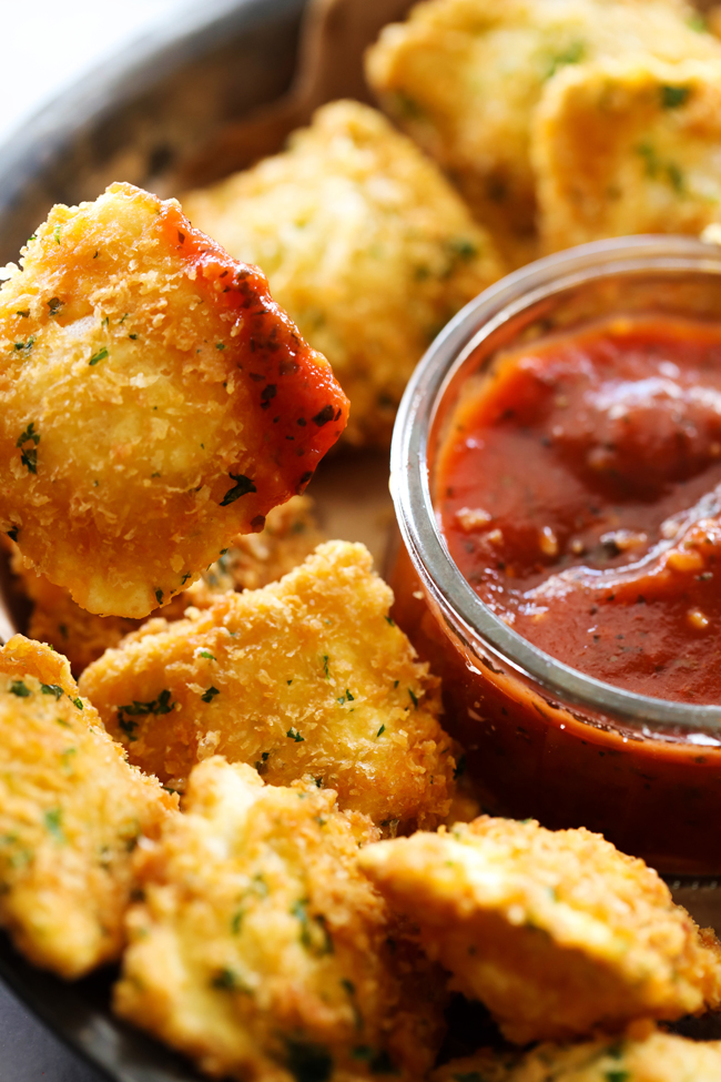 This Fried Ravioli Appetizer is out of this world! Crispy golden ravioli seasoned to perfection! Dip in marinara and Alfredo and you have one out of this world appetizer!